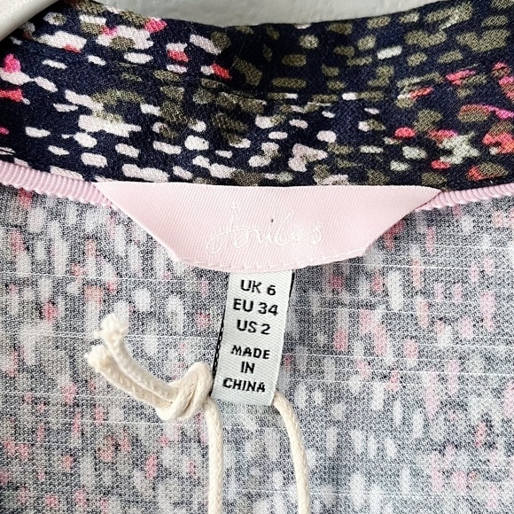 Joules NWT Women’s Winslet Print Button Front Midi Shirt Dress Navy Rain US 2 - Picture 10 of 13